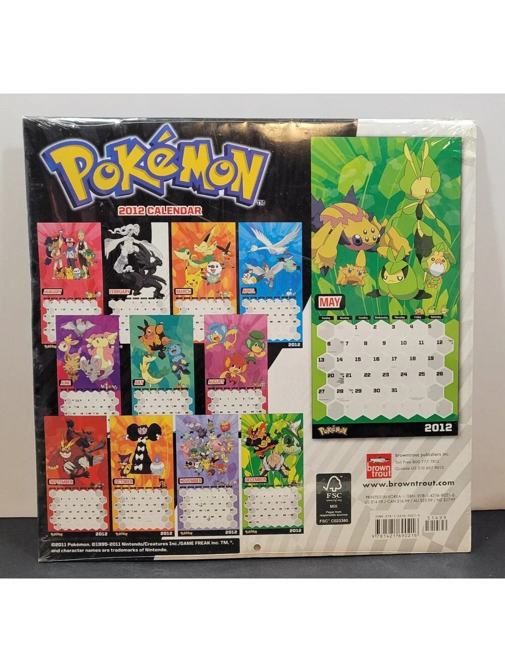 Pokemon 2012 Calendar Reshiram Zekrom New/Sealed